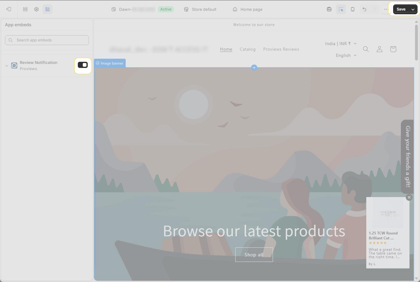 Enabled the review notifications
