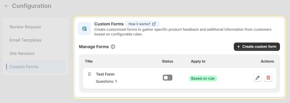 Custom form