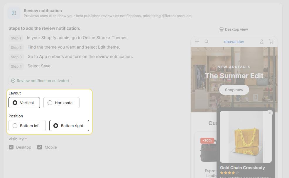 Customize layout and positioning