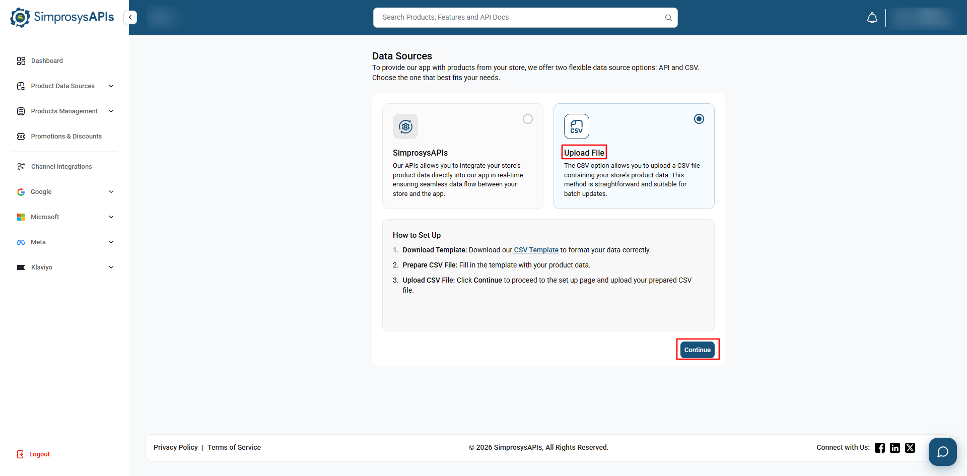 Choose Upload File as your CSV data source