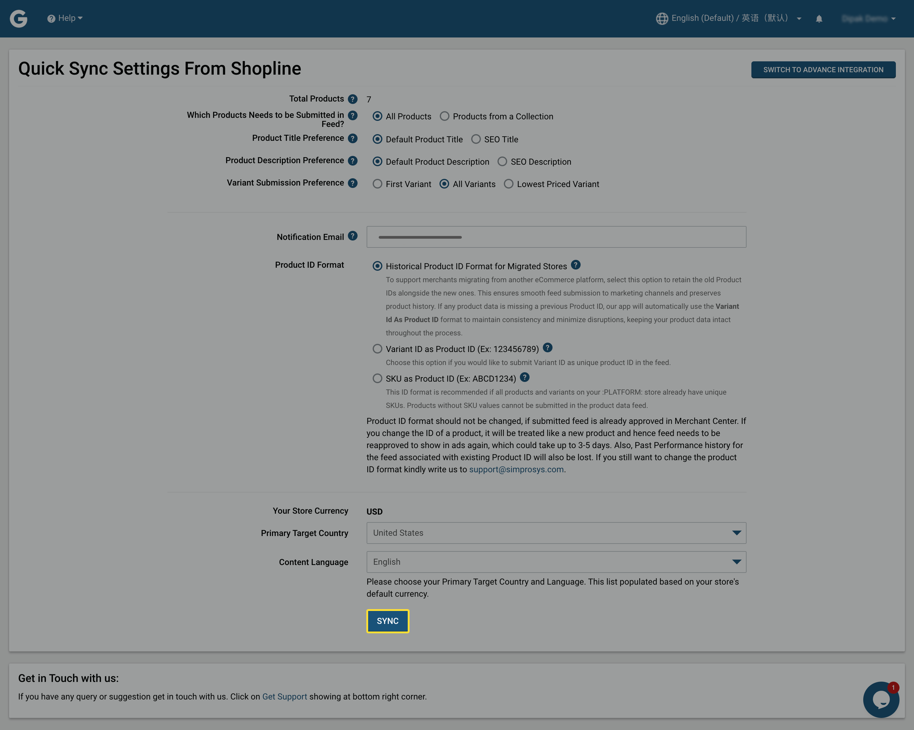 Sync Settings - Final Step