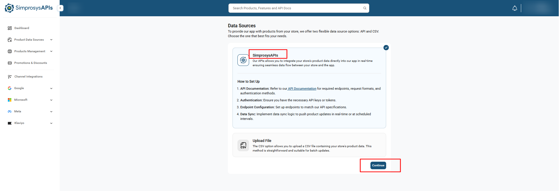 Choose SimprosysAPIs as your API data source