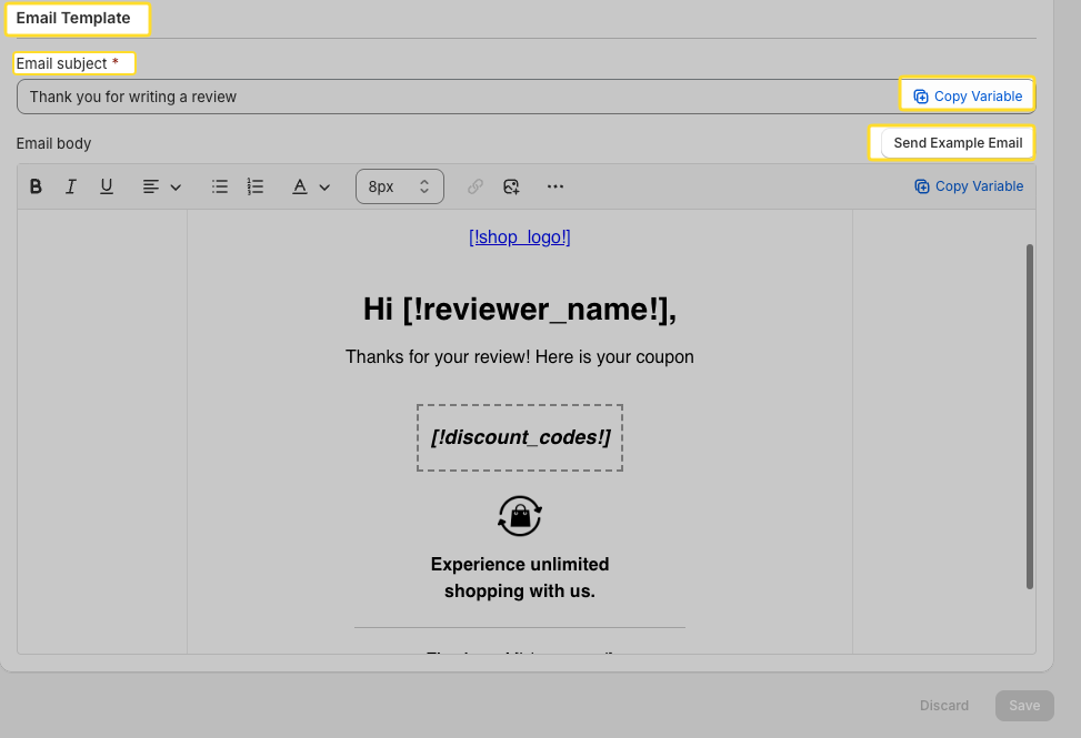 coupon example email