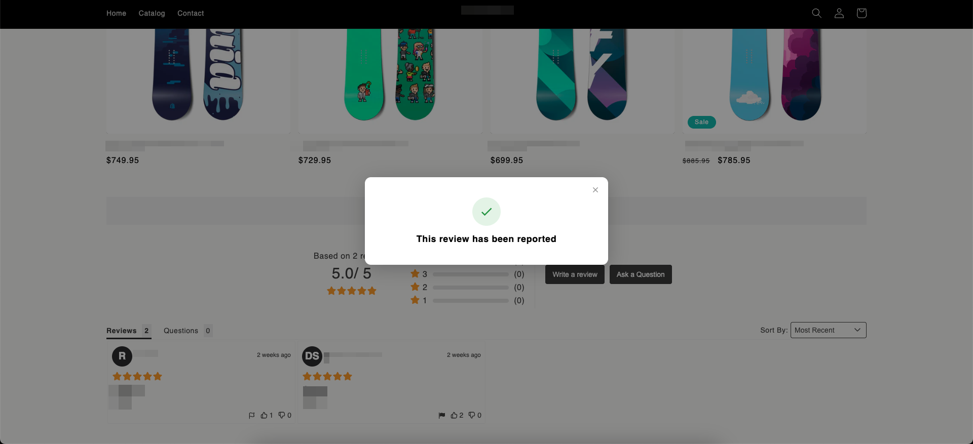 Success pop-up