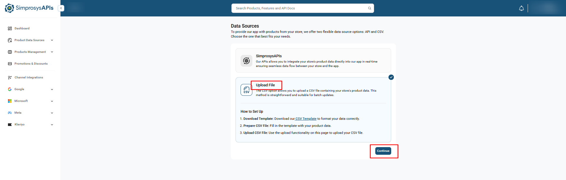 Choose Upload File as your CSV data source