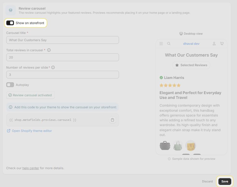 Enable and Configure the Carousel