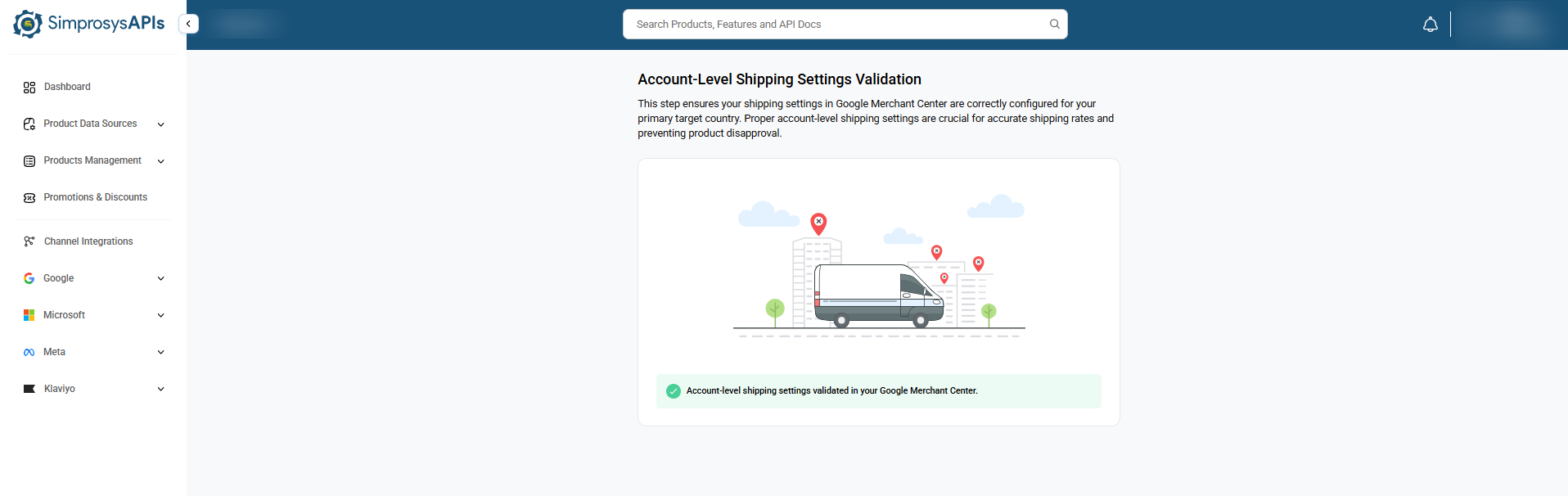 Confirm that your account-level shipping settings have been successfully validated in Google Merchant Center