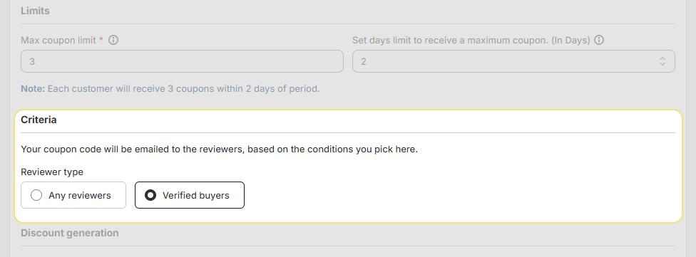 Coupon Criteria