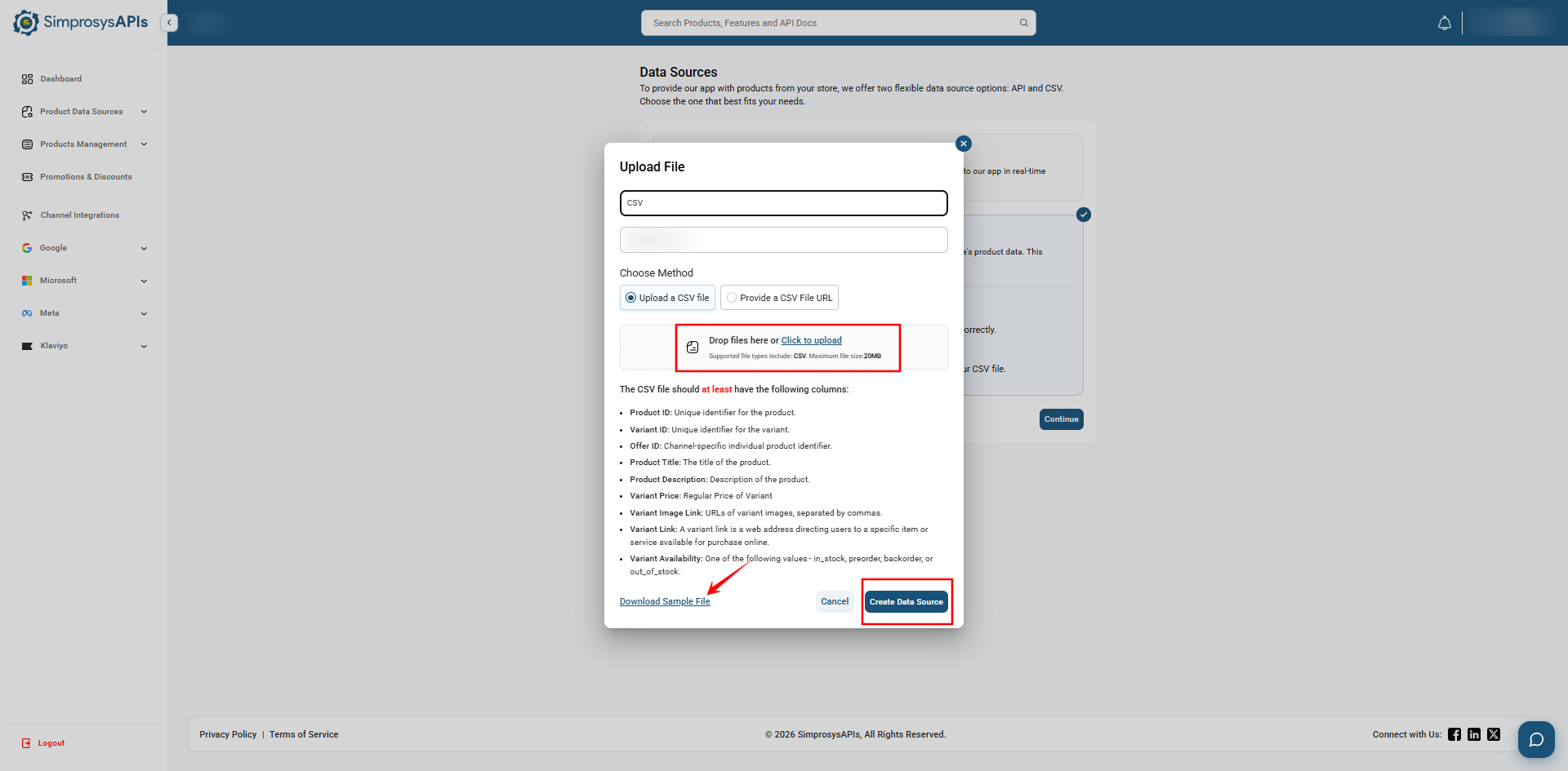 Upload your CSV file and map the required columns
