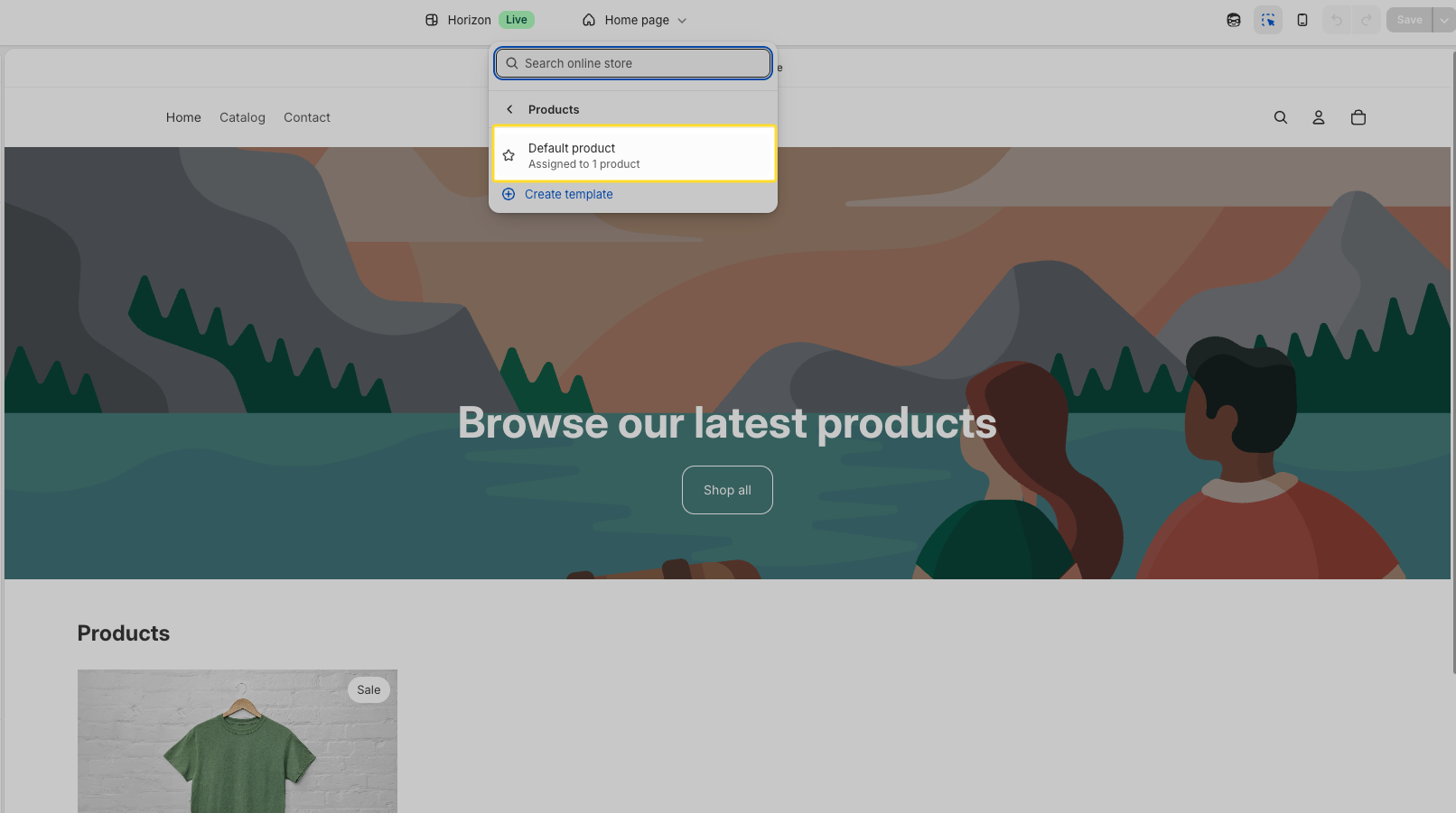 Choosing a product template