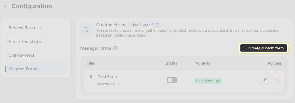 Create custom form