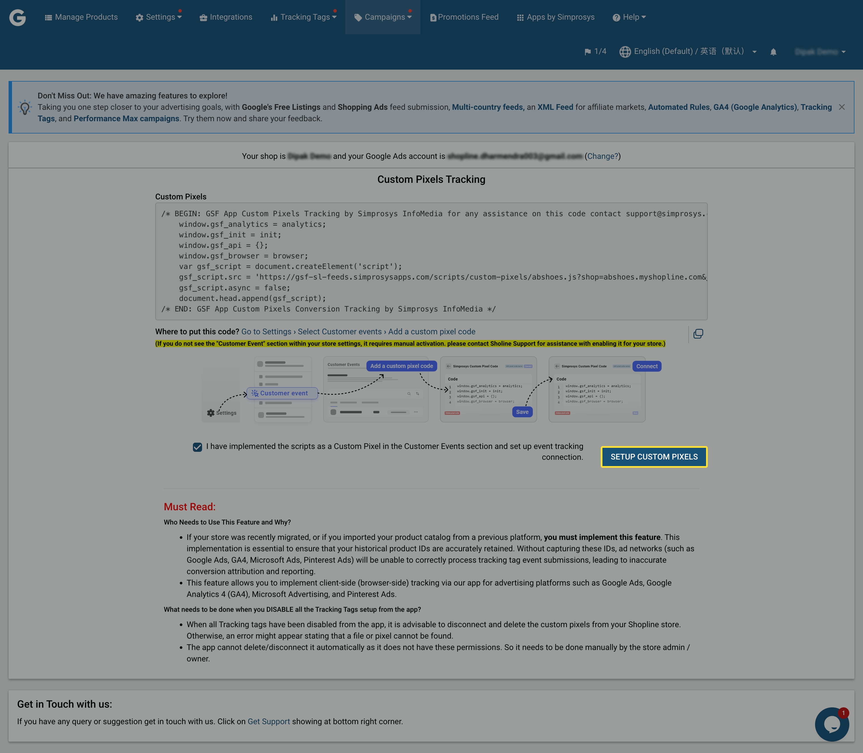 Custom Pixels Final Setup
