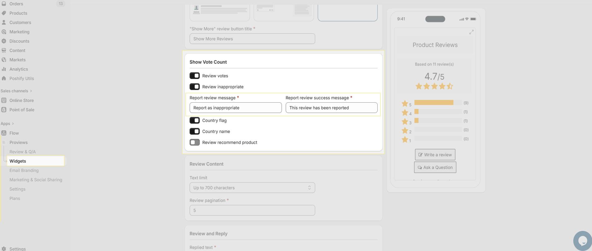 Customize the Flagging Messages