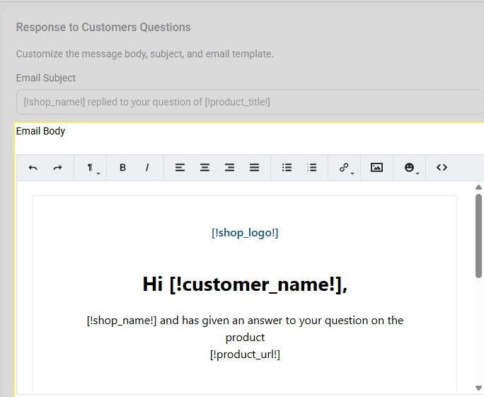 Proviews Response to Customer Questions Email’s Mandatory Parameters