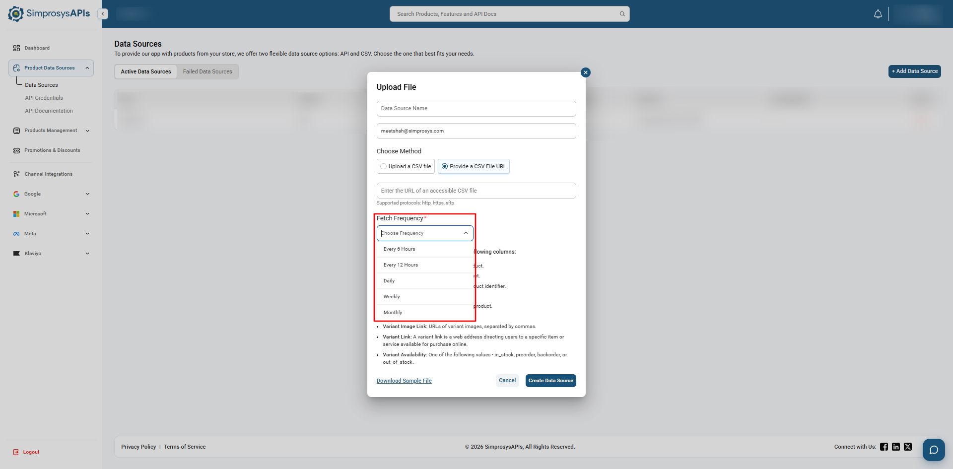 Upload your CSV file and map the required columns