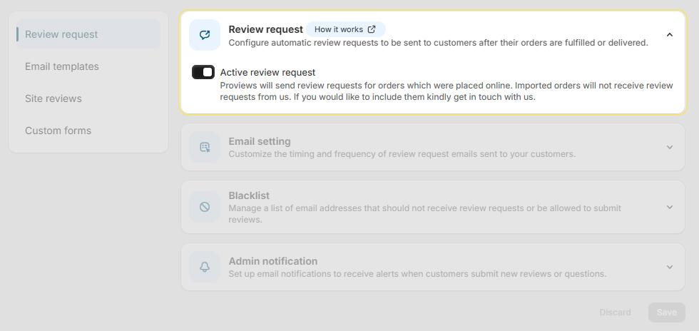 Review Request Section
