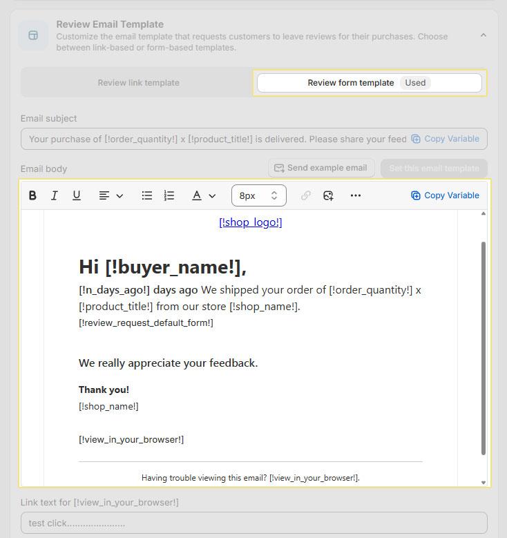 Review Request Link Template