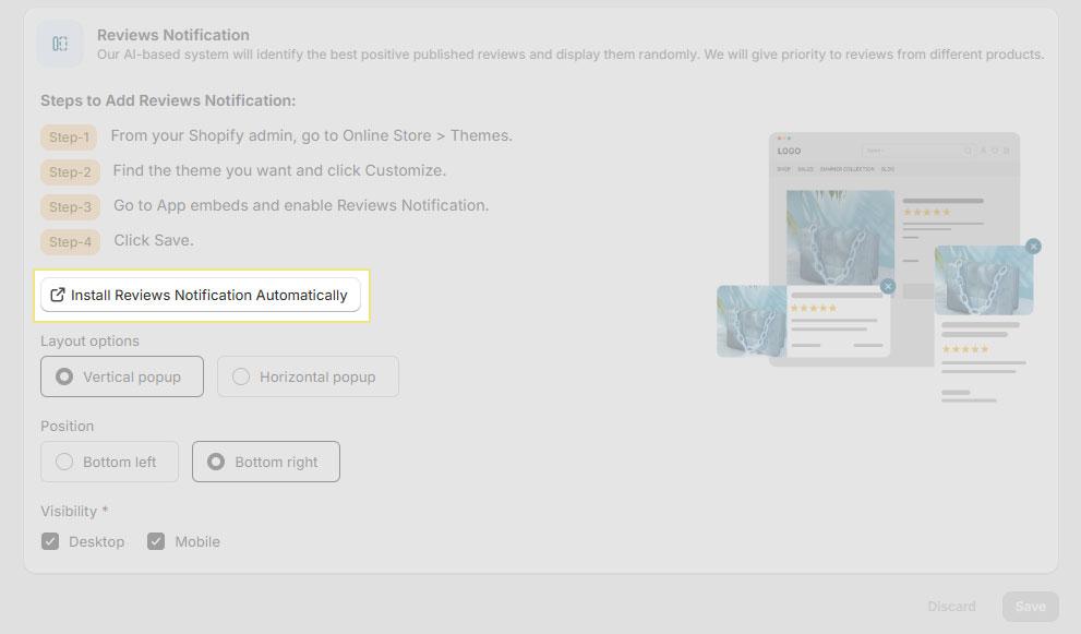 Automatically install review notifications