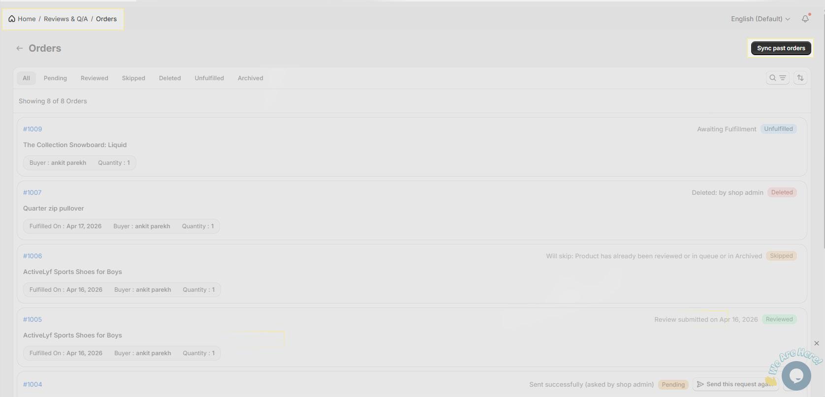Go to Sync Orders