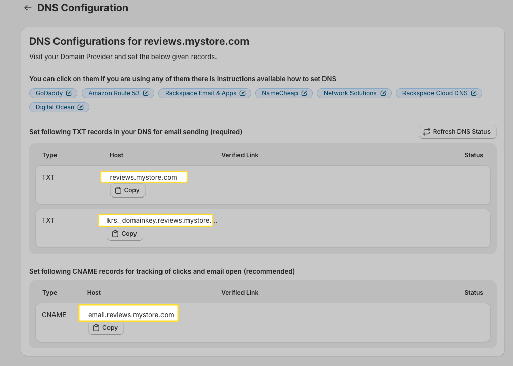 add subdomain details