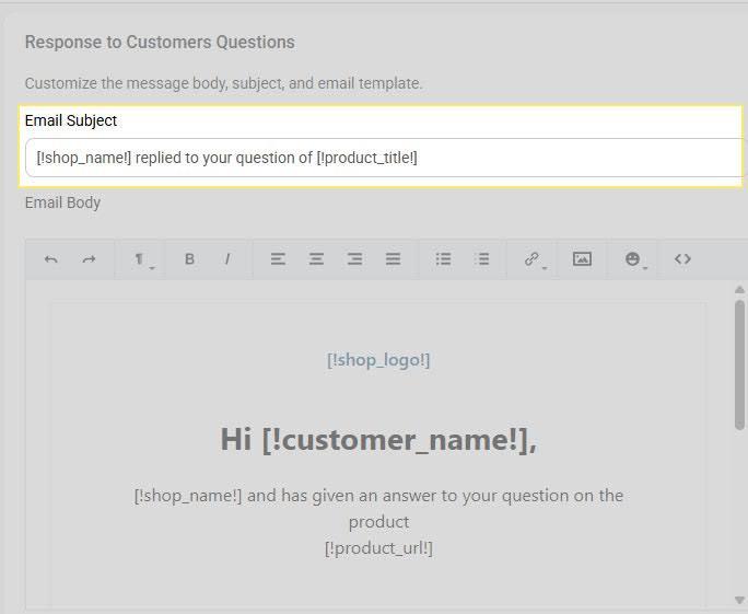 Proviews Response to Customer Questions Email’s Subject