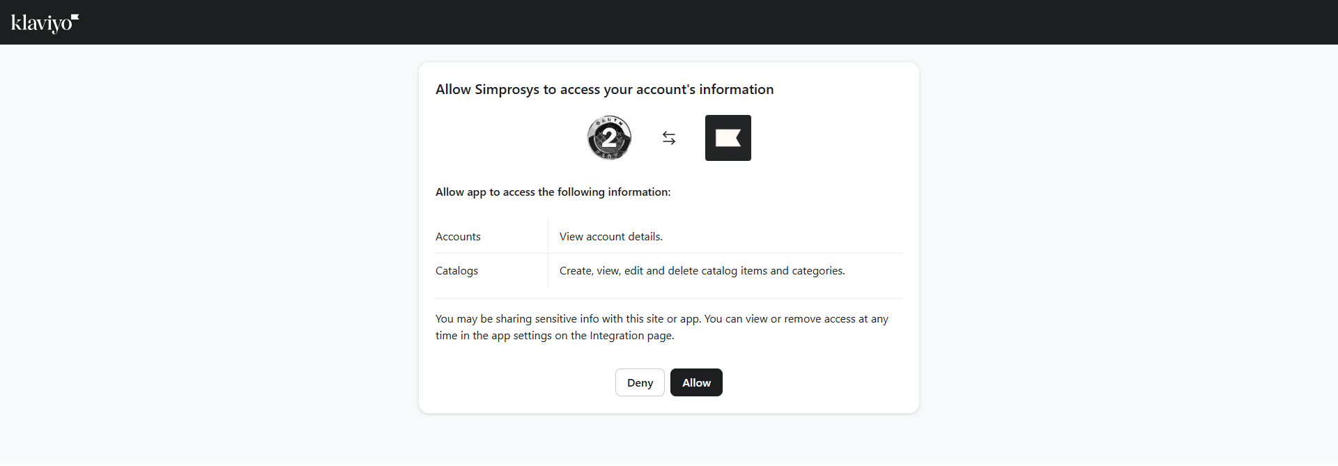 Review requested permissions and click Allow to grant access