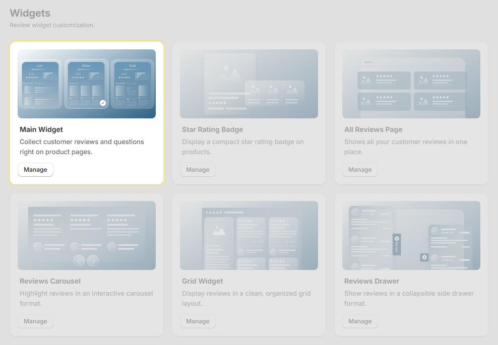 Main Widget settings