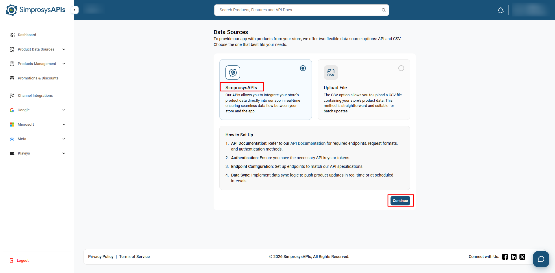 Choose SimprosysAPIs as your API data source