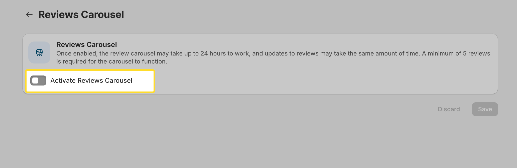 Toggle to enable carousel
