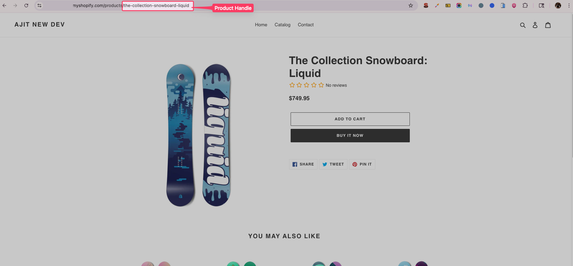 Product page URL showing product handle