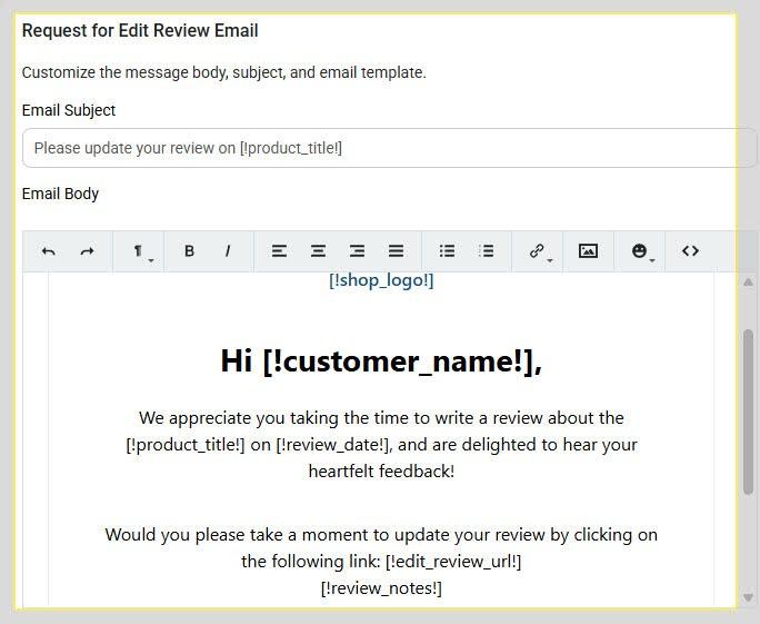 Proviews Edit Review Email