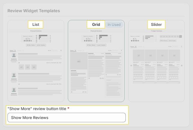 Review widget template layout